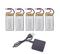 5PCS 1S 3.7V 25C 1100mah Prise PH2.0 Batterie avec 1PCS 5 en 1 Chargeur pour RC Quadcopter RC Drone RC Voiture Batterie de Secours