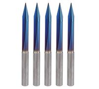 5Pcs 2 Flûtes V Bits, 2 Flûtes Rainures Droites V Bits 0.3mm Astuce Outils De Gravure Bleu 4mm Tige Cutter Acier Tungstène CNC Routeur Outil 4 x 0,3 x 30 mm