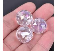 5pcs 20mm grosses perles rondes en verre cristal plaqué à facettes colorées pour la fabrication de bijoux bricolage artisanat résultats-transparent,20mm