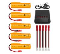 5PCS 3.7V 3000mAh Batterie avec fiche JST & 1PCS Chargeur 5-en-1 pour HJ819 DE819 RC Boat Huina 1337 1338 1516 1517 1552 1554 1558 Ingénierie des télécommandes Véhicule Drift Voiture Camions