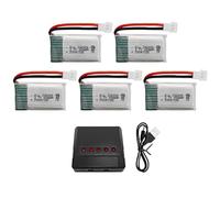5PCS 3.7V 300mAh Li-ION Batterie avec Chargeur 5 en 1 pour Syma X11C WLToys V911S A120 XK A150 V966 FX801 UDI U816A Hubsan H107L F180W F180C HS170 HS170C HS177 Quadcopter Drone Batterie