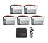 5PCS 3.7V 400mah Batterie au Lithium avec Chargeur 5-en-1 pour Hubsan X4 H107C H107L Syma Q11 X11C H99W H31 HS170C F180C TOZO Q2020 E016H A120 V966 TR-C385 TR-F22 Quadcopter pièces de Rechange
