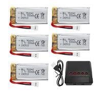 5PCS 3.7V 500mah Batterie au Li & Chargeur 5en1 pour Hubsan H107C H107D H107L H107P X5S H31 H6D H108 JXD388 JXD385 U816A SYMA X5C X5SW HS170 HS170C HS170G F180W F180C TR-C385 TR-P51 TR-F22 Drone