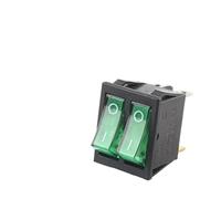 5PCS 31x25mm 6Pin 2/3 Position Double Light Rocker Switch 16A/250V 20A/125V ON-OFF/ON-OFF-ON Boat Power Car Switch NWPNLXEA(Green Light)