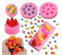 5pcs 3D Mini Ananas Fraise Orange Myrtille Mûrier Bougie Silicone Fruit Moule Gâteau Cupcake Décoration Savon Cire Bougie Enrobage Moule DIY Décoration De Gâteau Fournitures
