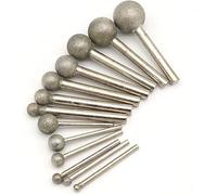 5pcs 3mm / 6mm Tige Sphérique Diamant Polissage Tête De Meulage Points Montés Bit Rotatif Rond Roue Granite Fraises, Silver, 3x12mm