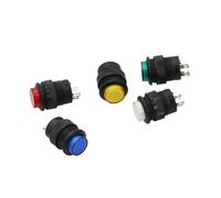 5Pcs 4pin Momentary/Latching Type 16MM White Red Blue Green Yellow LED Lamp Round reset Push Button Switch 3A/250VAC NWPNLXEA(Green,Latching)