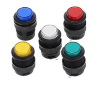 5Pcs 4pin Momentary Type 16MM White Red Blue Green Yellow LED Lamp Round reset Push Button Switch 3A/250VAC NWPNLXEA(Weiß,Momentary)