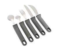 5pcs Adaptive Cutlery Set, Anti Shake Adaptive Utensils Set, Adaptive Flatware Set, with Nonslip Handle for Hand Tremors, Arthritis, Parkinson or Elderly Use (Gray)