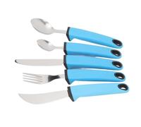 5pcs Adaptive Cutlery Set, Anti Shake Adaptive Utensils Set, Adaptive Flatware Set, with Nonslip Handle for Hand Tremors, Arthritis, Parkinson or Elderly Use (Blue)