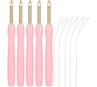 5pcs Aiguille à pointer Poignée ergonomique 5,0 mm Stylo pour coudre des broderies Rose