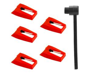 5pcs Aiguille Tourne Disque, Stylet Tourne Disque avec Brosse de Nettoyage Stylet Diamant Aiguille de Platine pour Victrola 1byone Crosley ION Jensen Phonographe LP Lecteurs de Disques Vinyles