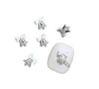 5pcs alliage de noël accessoires pour les ongles, mini arc coloré cloche strass nail art charmes