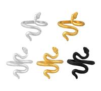 5pcs Anneaux de Tension Réglables en Forme de Serpent, 2 Styles d'Anneaux de Crochet pour les Doigts pour les Crocheteurs et les Tricoteurs Contrôle de la Tension (Or Argent Noir)