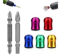 5pcs Anneaux Vissage Magnétiques Puissants, Anneaux à Vis Magnétiques avec Embouts Tournevis Double et Embout Tournevis Cruciforme Plat pour l'Entretien Bois et Réparations Domestiques