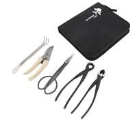 5Pcs Bonsai Tool Set Kit en Acier Au Carbone Bonsaï Ciseaux Râteau Branche Cutter Sécateur Pinces Jardin Outils