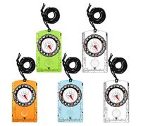 5PCS Boussole Randonnée, Boussole de Navigation, Boussoles d'orientation avec Déclinaison Ajustable, Bousole Survie avec Corde et Loupe pour la Lecture de Cartes, pour Course Expédition Camping Survie