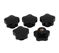 5pcs Bouton Vis de Serrage Poignée Etoile, Walfront M8*50 en Forme d'Étoiles Noir en Plastique