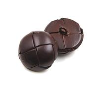 5pcs Boutons recouverts de Cuir 15mm - 26mm Bouton en Cuir Marron Noir pour Accessoires vestimentaires, Brun, 26mm