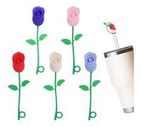 5pcs Capuchon de Paille pour Tasse Stanley, Capuchon de Paille en Forme de Fleur de Rose Bouchon de Paille en Silicone Compatible avec Stanley 20, 30, 40 oz Accessoires de Pailles de 6/8/10mm