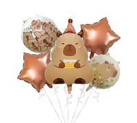 5PCS Capybara Ballons Feuille-Animal Thème Décorations D'anniversaire pour Baby Shower, Genre Révéler Fournitures De Fête, Durable En Aluminium Mylar Ballons