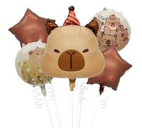 5PCS Capybara Ballons Feuille-Animal Thème Décorations D'anniversaire pour Baby Shower, Genre Révéler Fournitures De Fête, Durable En Aluminium Mylar Ballons