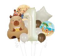 5PCS Capybara Ballons Feuille-Animal Thème Décorations D'anniversaire pour Baby Shower, Genre Révéler Fournitures De Fête, Durable En Aluminium Mylar Ballons