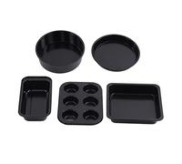 5PCS Carbon Steel Bakeware Set, Nonstick Baking Pans Set with Cake, Muffin, Cookie Sheet Loaf Pans Pizza Mold Baking Tray for Home Kitchen Oven (Black)