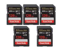 5PCS Carte mémoire SD SDXC 128 Go SanDisk Extreme Pro SDXC UHS-I U3 Class10 jusqu'à 200Mb/s