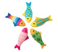 5pcs Cat Fish Toy Cartoon Fish Catnip Toy avec Bell Sound Interactive Kitten Exercice Kicker pour Les Chats intérieurs Cat Kicker Interactive Catnip Toys for Cats ..