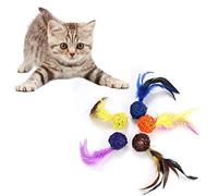 5pcs Chat Cat Catch Toys Toys Attrayants et Drôles et Interactifs Chaser Tet Colorful Rattan Balls avec Ring Bell Playthings pour Les Chats, Chiot, Minou, Animaux de Compagnie de Chaton, Promouvoir