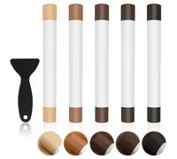 5Pcs Cire pour RéParation de Bois, Kit Reparation Parquet Stratifié, Blanc Crayons de Cire de RéParation pour RéParer Les Rayures Et Les Taches Sur Le Bois, Remplir Les Sols (Brun)