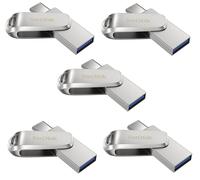 5PCS Clé USB à double connectique ( USB Type-C et USB Type-A) SanDisk Ultra Luxe 32Go pour les appareils USB Type-C argenté (paquet de cinq)