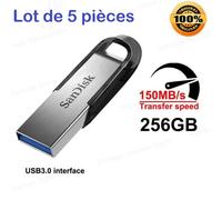 5PCS Clé USB Ultra Flair 256 Go - USB 3.0 vitesses allant jusqu'à 150 Mo/s Protection par mot de passe