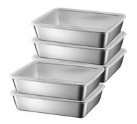 5pcs Conteneurs alimentaires en acier inoxydable, boîte de rangement alimentaire empilable avec couvercles clairs en plastique, gardien de viande pour réfrigérateur ou pique-nique, fête du barbecue