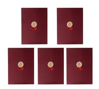 5pcs Couverture de Certificats/Diplôme,A4 Élégantes Pochette de Diplôme Trois Volets Pliable Porte-Certificats Etuis Protection pour Document Fichiers Carte d'invitation (Rouge)
