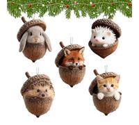 5PCS Decoration Noel en Forme De Gland d'animal, 3.7CM Ornements De Noël en Forme De Glands d'animal, Acrylique 2D, Décoration Suspendue, pour Rétroviseur De Voiture, Fenêtre, Mur, Porte