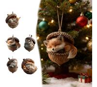 5PCS Décorations Animaux De La Forêt en Glands Ornements De Noël Animaux en Acrylique 2D Pendentifs Animal en Pommes De Pin Décorations pour Le Sapin De Noël D'entrée Salon Chambre Escalier