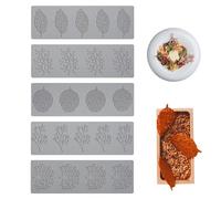 5Pcs Dentelle Silicone Moule Gâteau Gaufrage, Tapis de Mat Fondant Artisanat Outils Fleur Motif Feuilles Décorer Moules d'artisanat de Sucre à Pâtisserie pour Chocolat Fondant Gelée Desserts Fruit