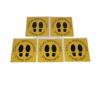 5pcs distanciation sociale sol autocollant distance marqueur plancher signes décalque pour l'école marché zone publique couleurs vives facile appliquer supprimer auto-adhésif (Jaune)