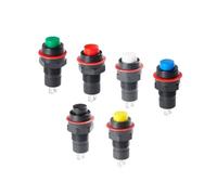 5Pcs DS-211 Round Button Switch with Lock Self-locking Reset Red Green Blue Yellow Black White 2-pin Power Button Switch 10MM NWPNLXEA(Rot,Self-Lock)
