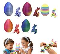 5PCS Easter 3D Printing Mystery Rabbit Egg Fidget Toy,3D Printed Easter Eggs with Bunny Inside,Surprise Egg Party Favors with Bunny Inside,Easter Basket Stuffers,3D Printed Animals Gift for Decor (A)