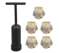 5Pcs G9 Ceramic Lamp Holder,Résistance à la température Zinc Alloy Rings Light Bulb Base,Light Bulb Socket with Removal Tool,Connector Lighting Replacement pour Halogen Incandescent LED Bulb