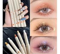 5pcs Glitter Eyeshadow Stick Eye Makeup, 2 in 1 Glitter Eyeshadow Stick, Long Lasting Shimmer Sparkling Eye Shadow Pen, Shimmer Eyeshadow Stick, 5colors-Gold, Orange, Pink, White, Blue