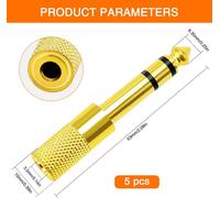 5pcs Headphone Adapter,6.35mm Male To 3.5mm Female Trs Stereo Audio Jack Adapter For Headset And Microphone,Gold Plated