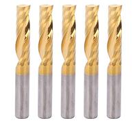 5pcs High Speed Steel Spiral Router Bits Set | 6mm CNC End Mill for Aluminum / Brass / Copper | Coated Milling Cutter 25mm Cutting Length
