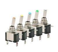 5pcs Illuminated 12V DC Toggle Switch Latching 2 Position 3pin ON OFF 20A LED Light Red Green White for Car Auto Boat Truck(5 Colors LED)