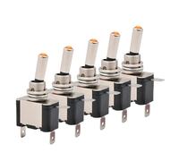 5pcs Illuminated 12V DC Toggle Switch Latching 2 Position 3pin ON OFF 20A LED Light Red Green White for Car Auto Boat Truck(Red LED)