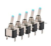 5pcs Illuminated 12V DC Toggle Switch Latching 2 Position 3pin ON OFF 20A LED Light Red Green White for Car Auto Boat Truck(Blue LED)