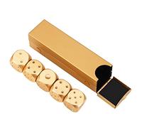 5pcs Jeu de dés 6 Faces Set de dés Jeu de dés dingues Jeu de dés en Alliage d'aluminium avec boîte de Rangement(Boîte Rectangle d'or)